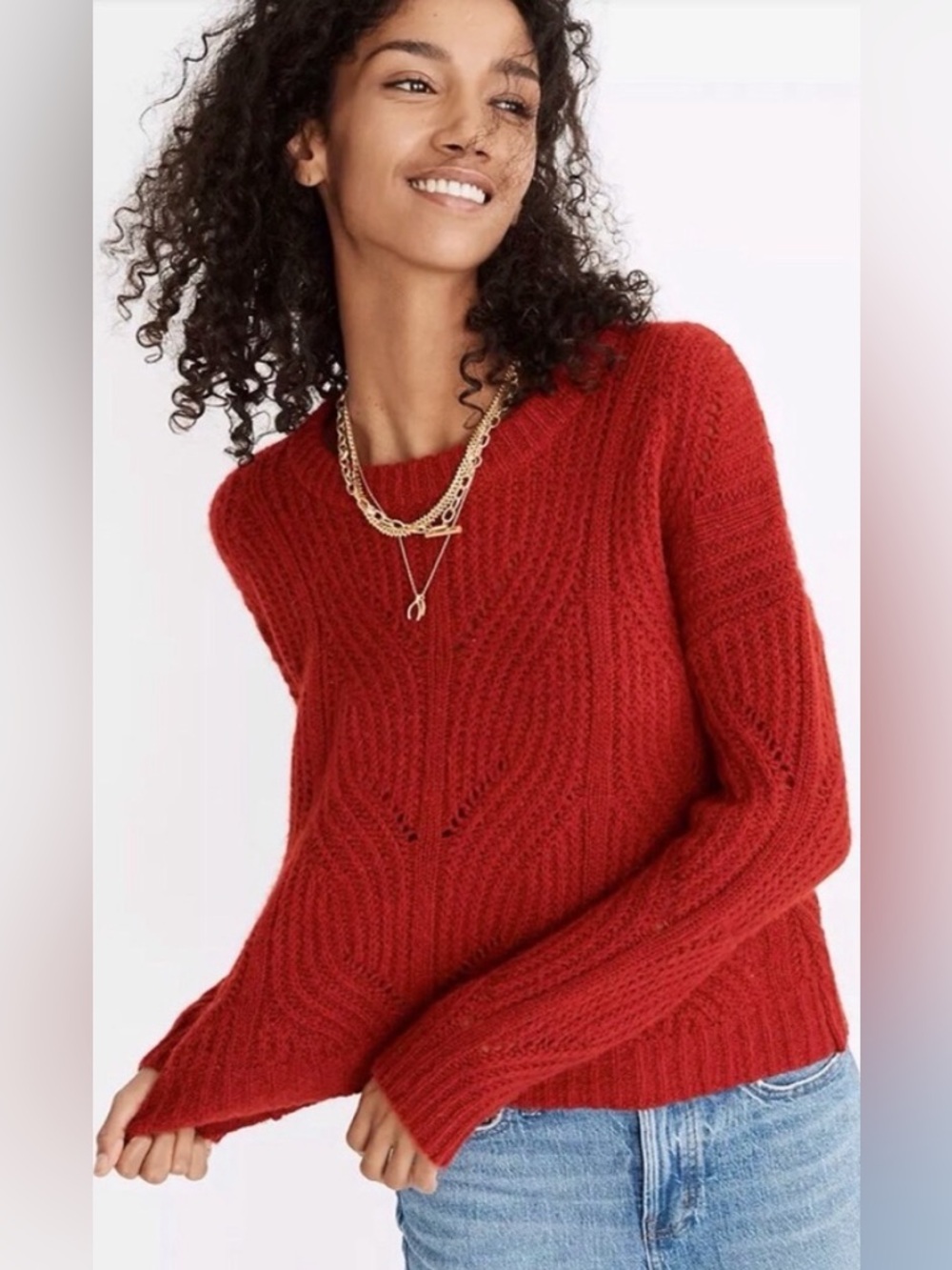 Madewell Charley Red Crewneck Sweater  Size L